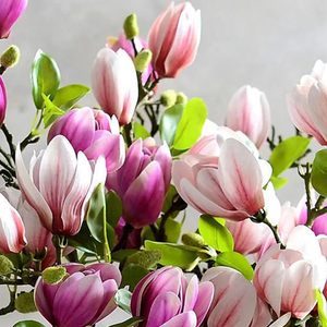 Flores de Magnolia Artificiales de Alta Calidad, 4 Cabezas, Realistas, Decorativas, para el Hogar, Bodas, Año Nuevo, San Valentín, Graduación - Product Image 5