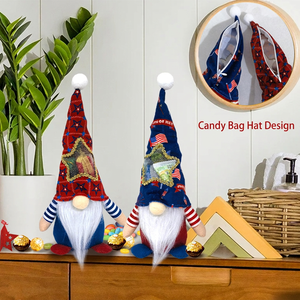 Sac à bonbons gnome patriotique sans visage pour le 4 juillet, décoration de table pour la fête de l'Indépendance américaine, ornement cadeau - Product Image 1