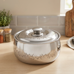 Casserole en acier inoxydable avec couvercle, design moderne rond, durable, compatible gaz et induction, passe au lave-vaisselle - Product Image 2