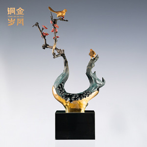<b>Copper</b> And Gold Years Magpie And Bird Ornament Irregular Shape Home Decoration <b>Table</b> Decor Chinese New Year Gift - Product Image 1