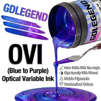 Cetak Sablon Berbasis Pelarut Optik Variabel untuk OVIInk F9 Biru Ungu Pengubah Warna Keamanan Anti-Pemalsuan untuk Label