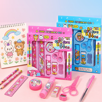 Ensemble de papeterie pour enfants, 10 pièces, fournitures scolaires, boîte cadeau avec crayon, règle, gomme, ciseaux, colle, taille-crayon pour étudiants