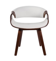 Chine Usine Accoudoir à dossier rond moderne en cuir blanc courbé en bois de noyer KD Jambes Chaises de salon Fournisseur de meubles