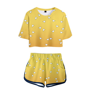 Venta al por mayor Anime Demoned Slayer <span class=keywords><strong>Cosplay</strong></span> impreso moda ombligo-Baring traje <span class=keywords><strong>Tanjiro</strong></span> <span class=keywords><strong>Kamado</strong></span> disfraces para adultos y niños - Product Image 4