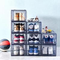 Nouvelles boîtes de rangement pour chaussures rectangulaires, durables, écologiques, moulées par injection, personnalisables, empilables, en matériau PP+PS transparent