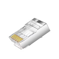 Conector RJ45 Blindado 8P8C, Macho Plateado, para Cable Ethernet Cat6/Cat7, Piezas de Telecomunicaciones y Redes