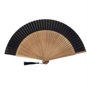 21cm Luxury White Silk Foldable Bamboo Hand Fan High Quality Traditional Folk Art Carved Vintage Angel for Weddings Halloween - Product Image 3