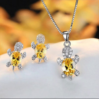 Conjunto de collares y pendientes con forma de tortuga para mujer y niña, joyería con adornos de animales, moda al por mayor