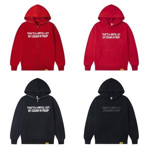 Großhandel Winter-Herbst Bedruckter Sweatshirt-Hoodie mit Grafik, Maßgefertigter Baumwoll-Reißverschluss-Hoodie mit Aufdruck 'Awful <span class=keywords><strong>Lot</strong></span> <span class=keywords><strong>of</strong></span> Cough Syrup' für Herren - Product Image 1