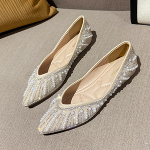 Vente chaude grande taille strass luxe perle sans lacet mocassins bureau dame mocassins Sepatu <span class=keywords><strong>2022</strong></span> chaussures plates pour femmes - Product Image 2