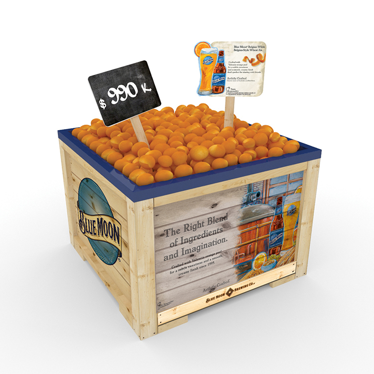Customized Supermarket Fruit and Vegetable Display Stand Summer Celebration Rack Stand in Carton Box Apache