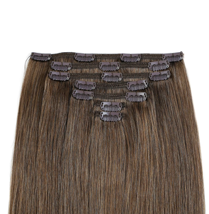 Extensiones de cabello humano K.SWIGS serie de color oscuro, de lujo, premium, con cutícula virgen, 7 piezas, 16 clips, de 12 a 28 pulgadas, lisas, con clip. - Product Image 1