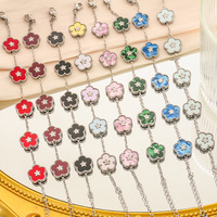 Gelang Fanhua Jewelry Tiktok Terlaris Anti Air Baja Tahan Karat Lapis Emas Motif Empat Daun Semanggi
