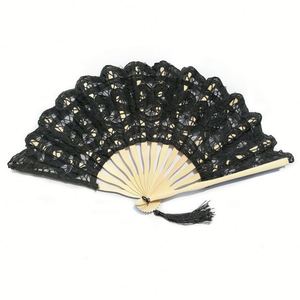 Ventiladores de mano plegables de bambú con encaje para bodas, elegantes y a la moda, para invitados, regalo publicitario, gran volumen, proveedor mayorista de China - Product Image 2