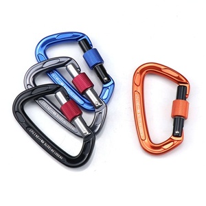 NO MOQ 7075 Aluminum Climbing Screw Locking Carabiner 24KN Climbing Hook Gear With Custom Logo