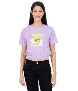 Elegante servicio OEM verano Mujer moda impreso Color sólido Crop Tops camiseta personalizada Casual Crop Tops camiseta de BD - Product Image 5