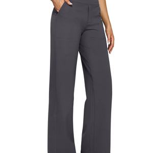 Pantalon de yoga élastique taille haute pour femme Poches Robe de sport décontractée en coton Conception de jambe large appropriée au travail disponible - Product Image 4