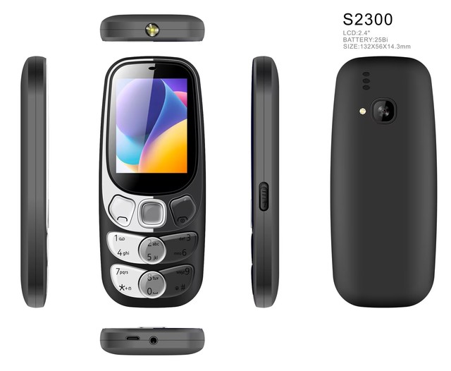 S2300 Unlocked Feature Phone There Sim 2.4 Inch Color Screen 32MB+32MB Memory 1800Mah Battery Basic Mobile Phone With Camera