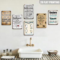 Divertido Letrero Metálico para Baño, Decoración de Pared con Etiqueta de Papel Higiénico en Varios Estilos para Baño de Estilo Rústico
