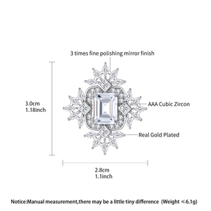 Broche de Moda em Latão com Pedra de Zircônia Clara em Corte Esmeralda Grande LUOTEEMI para Mulheres da Marca Teemi - Product Image 2