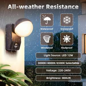 Lámpara de Pared LED para Exteriores CELAVY con Sensor de Movimiento, Antracita, Giratoria, IP54, Aluminio, Policarbonato y Vidrio para Patio - Product Image 4