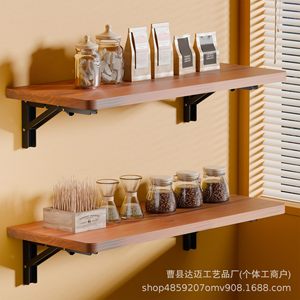 Wooden Foldable Wall Mounted <b>Shelf</b> Rectangle Adjustable Storage <b>Rack</b> For Kitchen Bathroom Living Room - Product Image 2