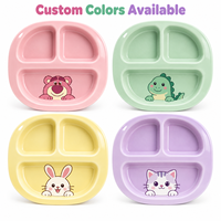 Assiette en céramique à 3 compartiments pour tout-petits, motif ours de dessin animé mignon, couleur personnalisée, OEM ODM, vente en gros