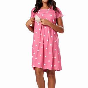 Camisones de Maternidad de Manga Corta al por Mayor, de Algodón de Alta Calidad, Modernos, Suaves, Hasta la Rodilla, Uniformes para Embarazadas - Product Image 4