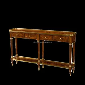 French luxury antique baroque console table hallway with drawers carved design brown for living room