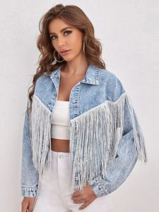 Spot all'ingrosso giacca di jeans moda nappa bavero fiore fritto giacca di jeans da <span class=keywords><strong>donna</strong></span> - Product Image 6