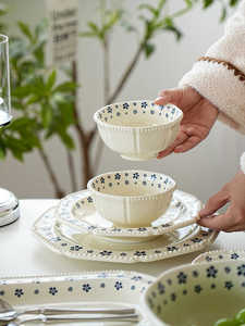 New Design Good Quality Blue Little Flower Simple Solid Color Drinking Tableware Minimalist Ceramic Tableware - Product Image 4