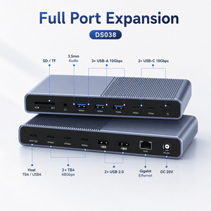 Station d'accueil <span class=keywords><strong>Thunderbolt</strong></span> <span class=keywords><strong>4</strong></span> 15-en-1 40 Gbps 8K+60Hz 90W PD USB 10 Gbps Gigabit Ethernet Aluminium Audio 3,5 mm TF/SD En stock - Product Image 2