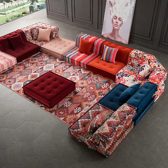 Уникальный стиль Современная мода французский стиль мебель цвет 7 местный модульный Mah Jong диван