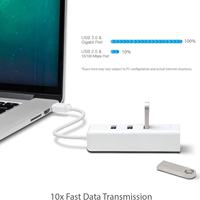 Hub USB multiport SYONG avec coque en plastique 4 en 1 avec adaptateur réseau RJ45 1000 Mbps compatible et prise en charge USB3.0 pour PC