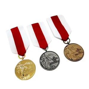 Médailles de course en or de 1.5 pouces pour tous les âges/récompenses de Participation avec ruban de cou de 15.3 pouces pour le sport, les tournoi et les compétitions