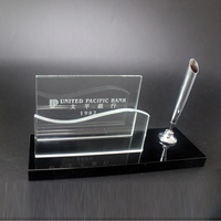 Accessoires de bureau en cristal avec ensembles de table, ensemble de stylos en cristal et porte-cartes de visite pour décoration de table, cadeau d'anniversaire