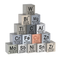 Ensemble de 15 cubes de densité d'éléments métalliques de 10 mm pour la collection de la table périodique des éléments