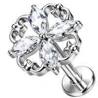 Piercing Labret Hélix Tragus en Titane ASTM F136 avec Zircon et Tige Filetée, Bijoux de Mode en Gros pour Femme