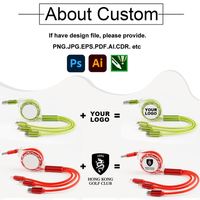 Kabel Pengisi Daya 3 in 1 Retractable dengan Logo Kustom, Kabel Tipe-C Pengisian Cepat, Kabel Data Multi Antarmuka untuk Penggunaan Pengisian Daya Mobil Sehari-hari