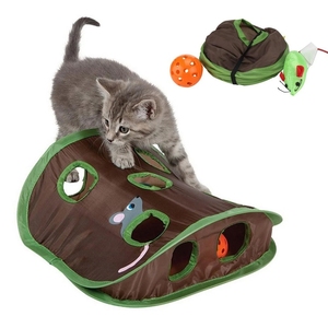 Jeu de cache-cache interactif pour animaux de compagnie 9 trous Tunnel souris chasse Intelligence jouet animal de compagnie trou caché chaton jouets pliables - Product Image 1