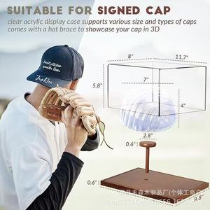 Hesen Solid Wood Baseball Cap Display Case Transparent Acrylic <b>Hat</b> <b>Stand</b> With Shelves For Collection Storage - Product Image 3