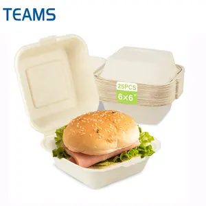 Mineral Filled Take Out Hinged Plates Mfpp 1 3 Compartment Plate Food Packaging Disposable To Go Plate