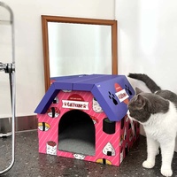 Lit pour chat en carton ondulé en forme de gâteau au chocolat avec griffoir, espace de repos moderne pour animaux de compagnie