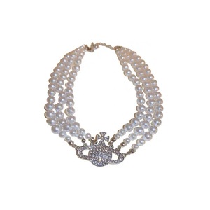 Saturn Multi Layered Pearl Necklace AAA Grade Silver Cross Star Pendant Choker For Women Everyday Wear - Product Image 3