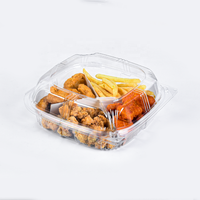 Boîte à hamburger transparente en PET/rPET de 8 pouces, emballage pour hamburger, boîte en plastique avec couvercle à charnière
