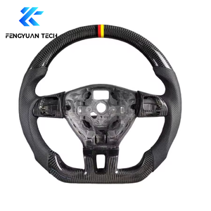 พวงมาลัยรถยนต์หนังคาร์บอนไฟเบอร์ปลอมแปลงสำหรับ <span class=keywords><strong>VW</strong></span> Golf R Mk7 Mk7.5 GTI <span class=keywords><strong>Jetta</strong></span> POLO <span class=keywords><strong>2013</strong></span> 2014 2015 2016 2017 2018 2019 - Product Image 1