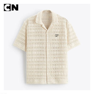 BSCI Certification <b>Sweater</b> Manufacturer Custom logo <b>Men</b> Summer Cotton Short Sleeve Knit <b>Cardigan</b> <b>Sweater</b> Button Crochet Shirt - Product Image 2