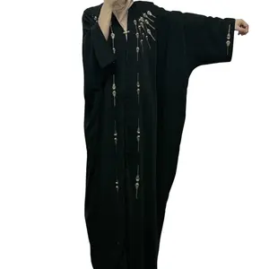 OEM élégant Moyen-Orient Dubaï Turquie paillettes perlées manches chauve-souris lâche cardigan robe femme musulmane burqa jalabiya