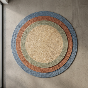 Tapis rond en jute tressé, couleur unie, style moderne, réversible, tissage plat, antidérapant, tapis de sol pour salon - Product Image 2