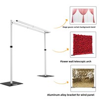 Support de toile de fond rétractable moderne à double barre transversale horizontale pour rideaux de scène, idéal pour mariages, détachable